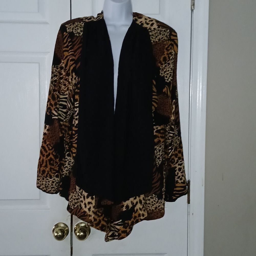 Susan Graver vintage open front lightweight jacket duster  cardigan  Sz L EUC